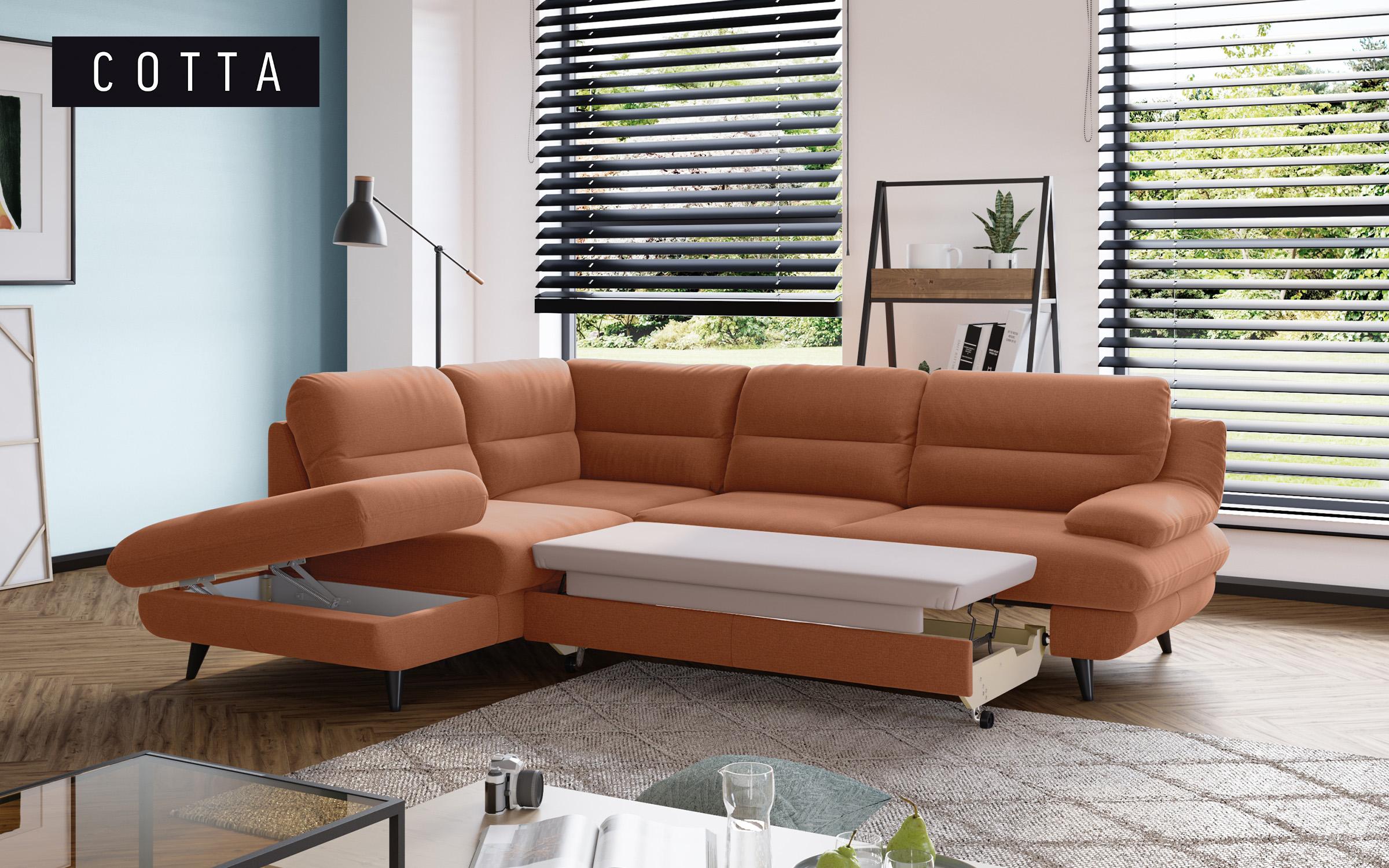 Γωνιακός καναπές Firato, πορτοκαλί  2